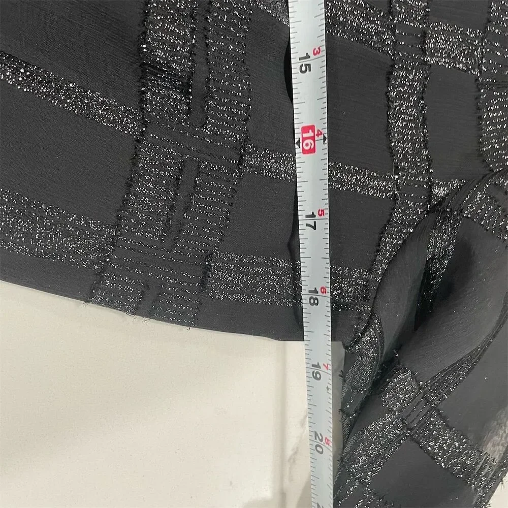 Michael Kors Black Metallic Ruffle Dress S Long Sleeve Party Cocktail‎ Plaid